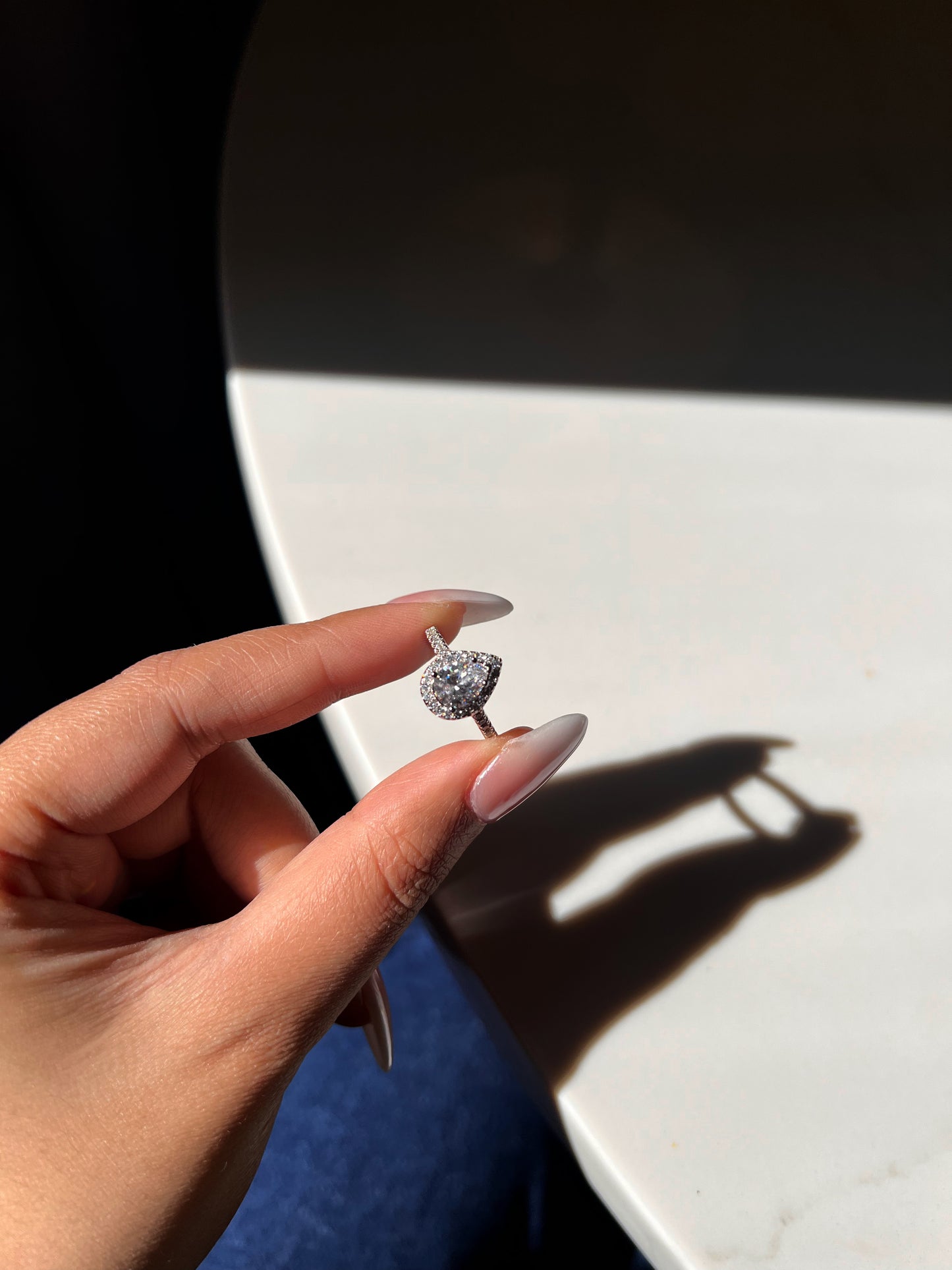 Bague Halo Poire Elena