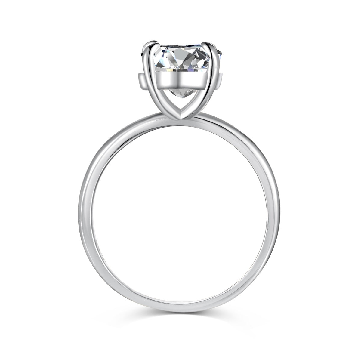 Bague solitaire ovale en argent avec bande unie