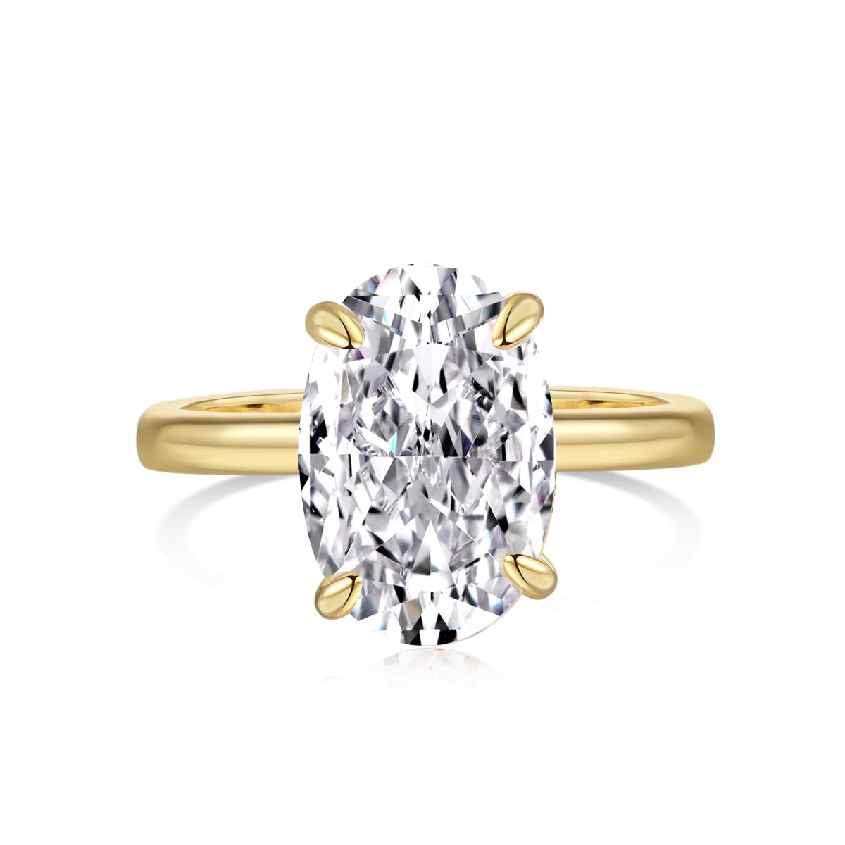 Bague solitaire ovale à bande unie en or