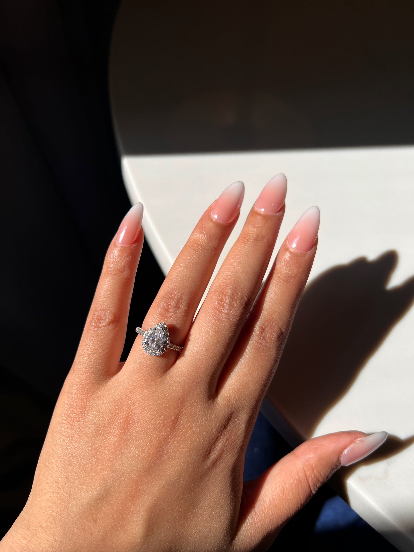 Bague Halo Poire Elena