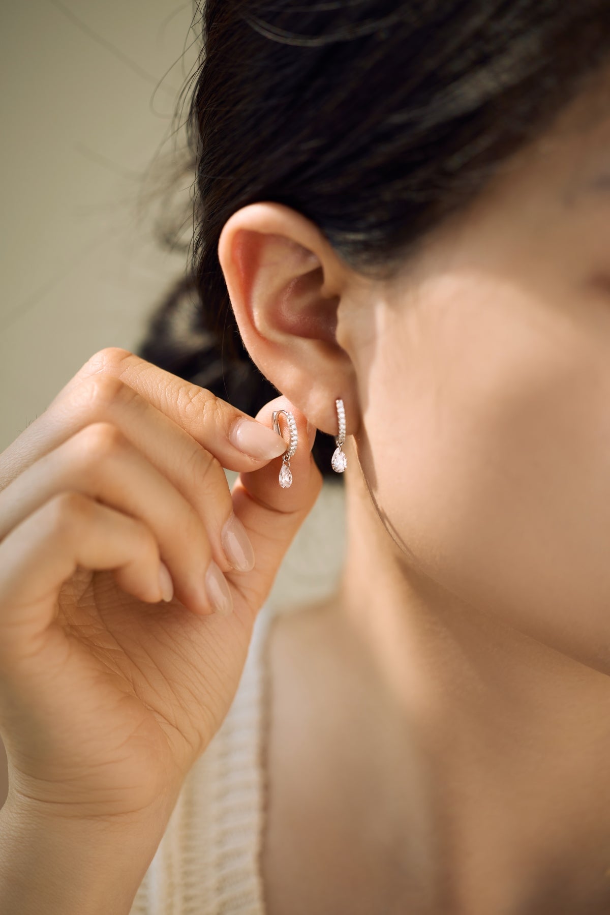 Elysia Teardrop Huggie Earrings